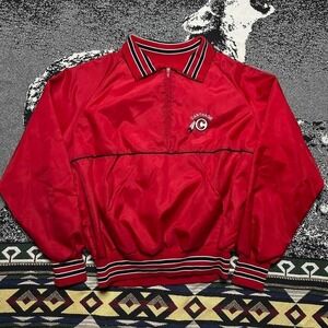 True Vintage 80s Red Carthage College Varsity jacket cinched waist made in USA